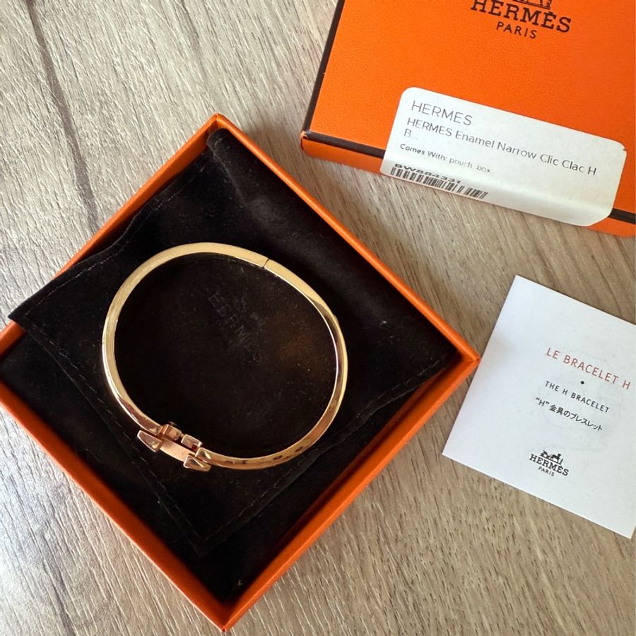 Hermes Clic H Bracelet (Craie) 白色x金色 手環 手鐲-8
