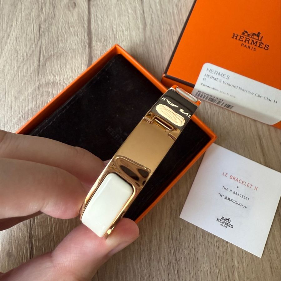 Hermes Clic H Bracelet (Craie) 白色x金色 手環 手鐲-10
