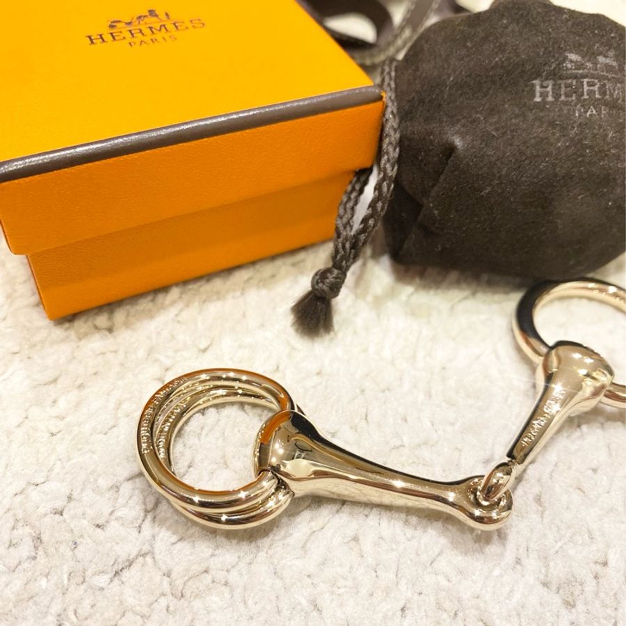 HERMES愛馬仕Mors 90 馬銜絲巾環 金色-2
