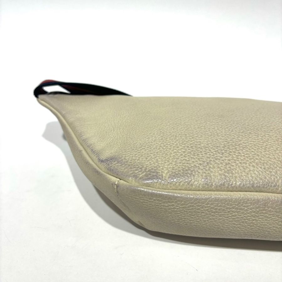 【美收精品】GUCCI 古馳 經典印花LOGO綠紅綠條紋設計牛皮拉鍊胸掛/腰包 1-279-4