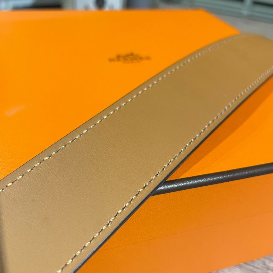 Hermes 灰藍皮帶-7