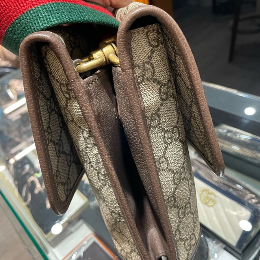 GUCCI 虎頭 防水雙面包/三層斜背包/側背包 大款495654 9成新-17