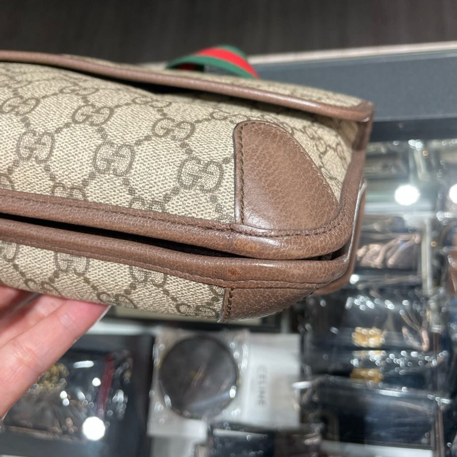 GUCCI 虎頭 防水雙面包/三層斜背包/側背包 大款495654 9成新-20