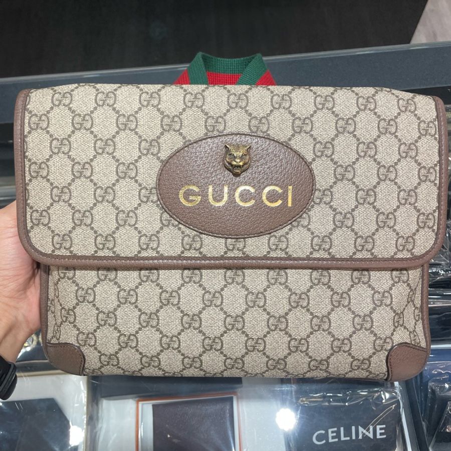 GUCCI 虎頭 防水雙面包/三層斜背包/側背包 大款495654 9成新-22