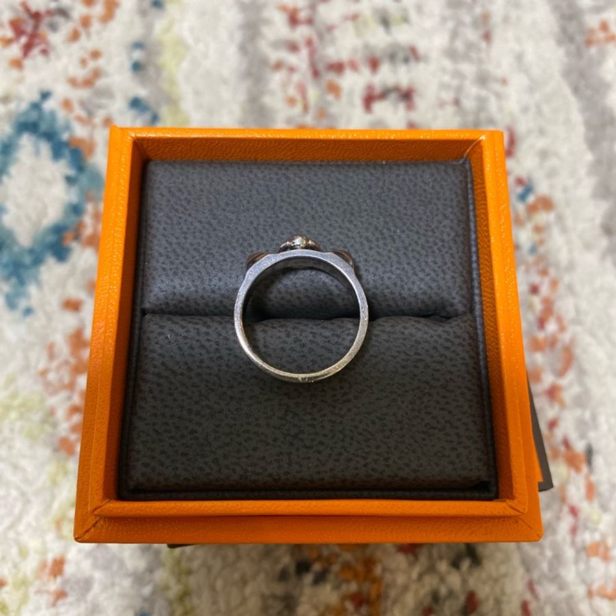 愛馬仕Collier de chien純銀戒指-4