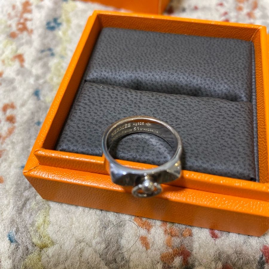 愛馬仕Collier de chien純銀戒指-8