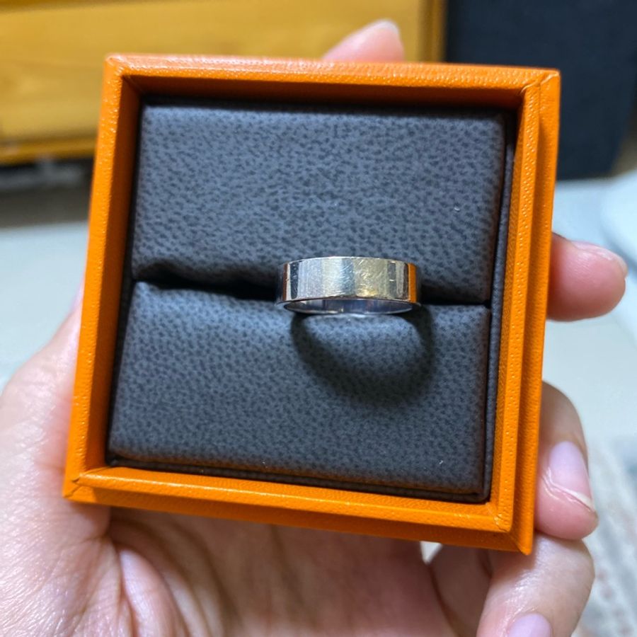 愛馬仕Collier de chien純銀戒指-12