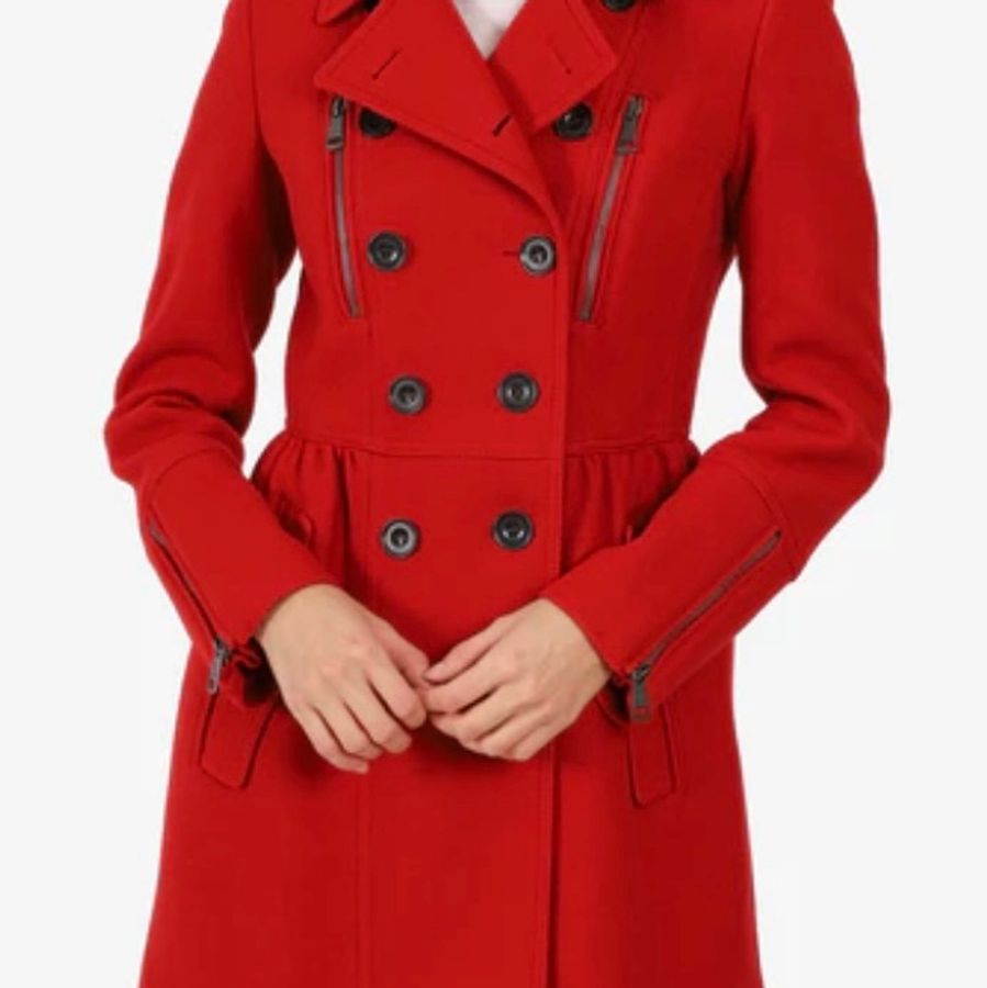 紅運穿搭～BURBERRY BRIT雙排扣修身洋裝式羊毛大衣外套-3