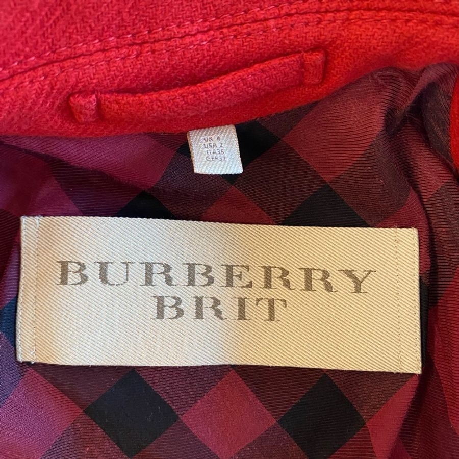 紅運穿搭～BURBERRY BRIT雙排扣修身洋裝式羊毛大衣外套-11