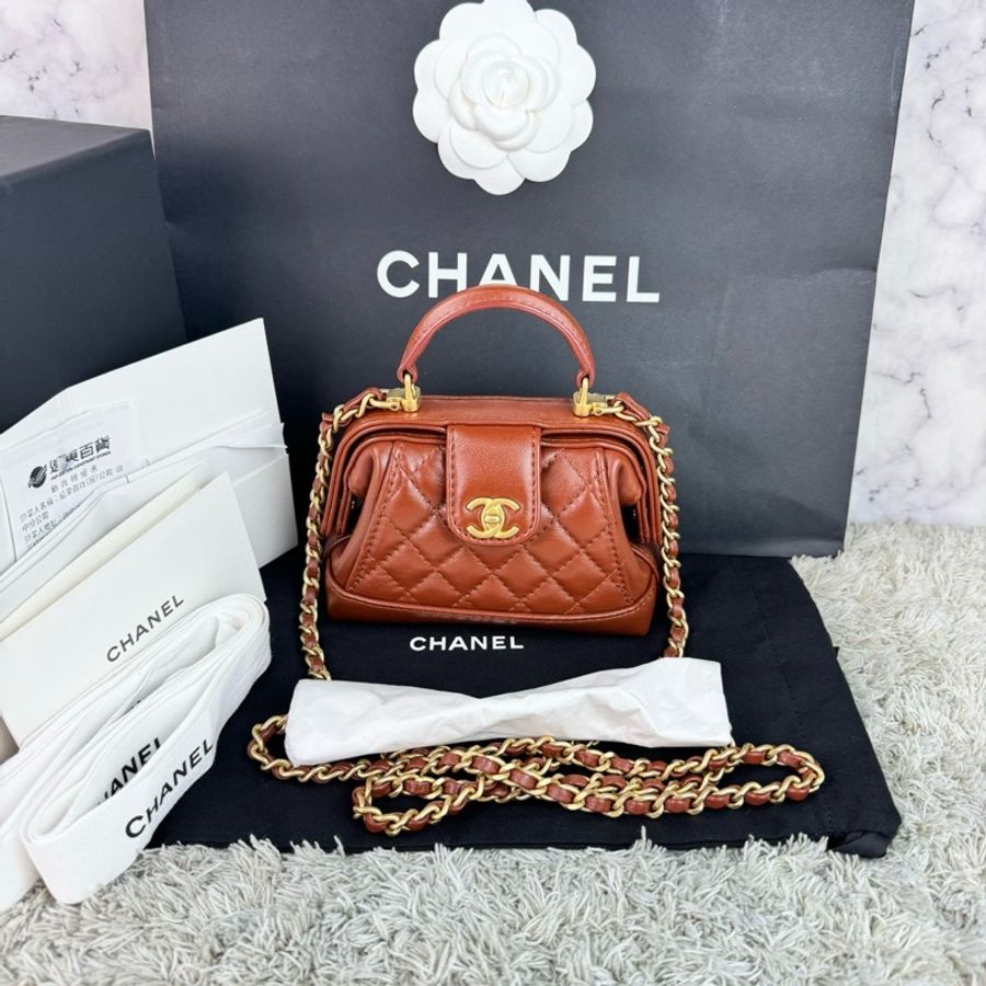 香奈兒Chanel 24a Doctor醫生包 手提包 斜背包 焦糖金釦-0