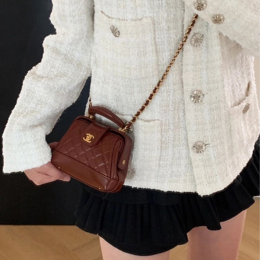 香奈兒Chanel 24a Doctor醫生包 手提包 斜背包 焦糖金釦-1