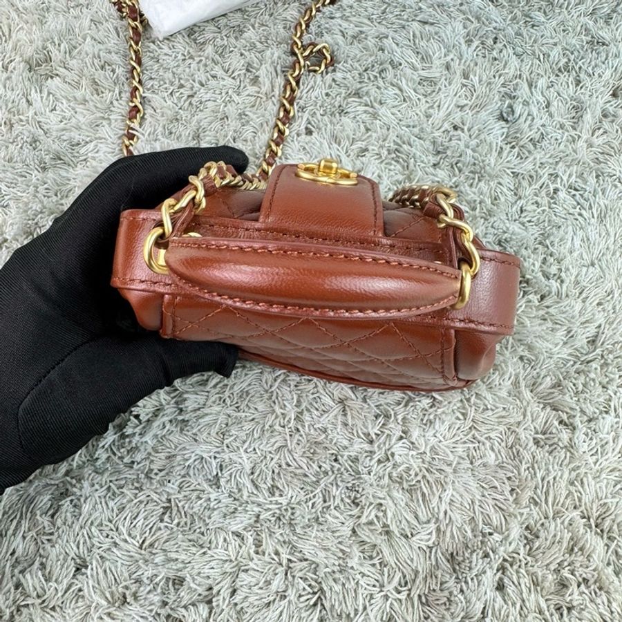 香奈兒Chanel 24a Doctor醫生包 手提包 斜背包 焦糖金釦-18