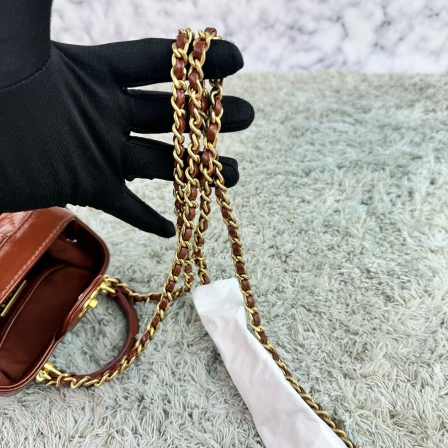 香奈兒Chanel 24a Doctor醫生包 手提包 斜背包 焦糖金釦-25