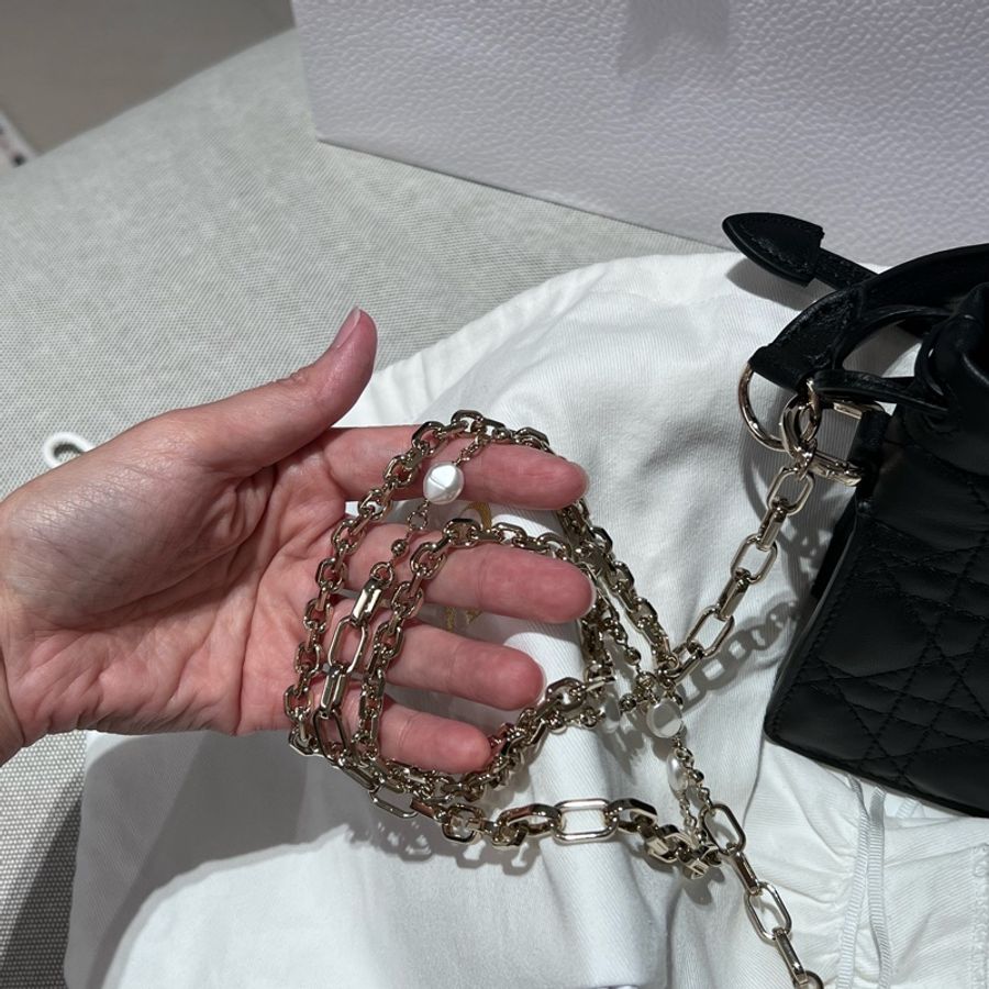 Lady Dior Milly 迷你手袋 黑色 Cannage 藤格紋圖案羊皮-14
