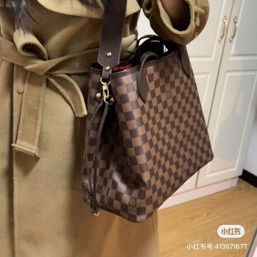 LV Neverfull GM 🎀現品實拍🎀大款 棋盤格 托特包 N41357~~二手約9成新-18