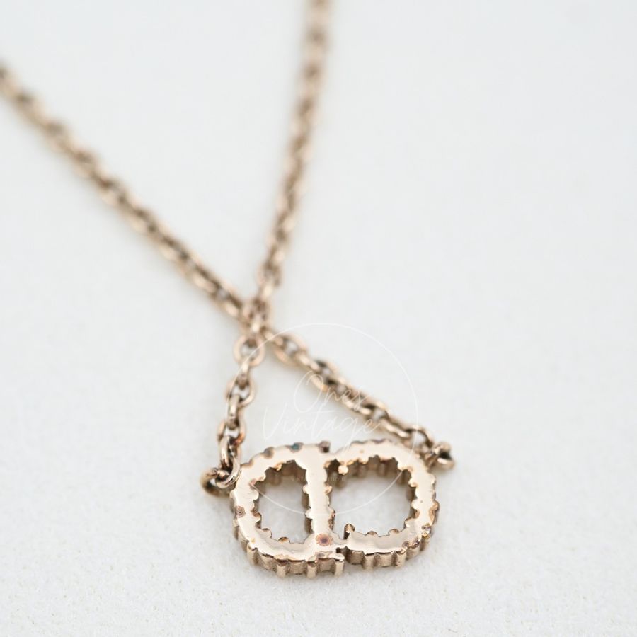 [Pre-owned] Dior Clair D Lune Crystal Gold Necklace-1