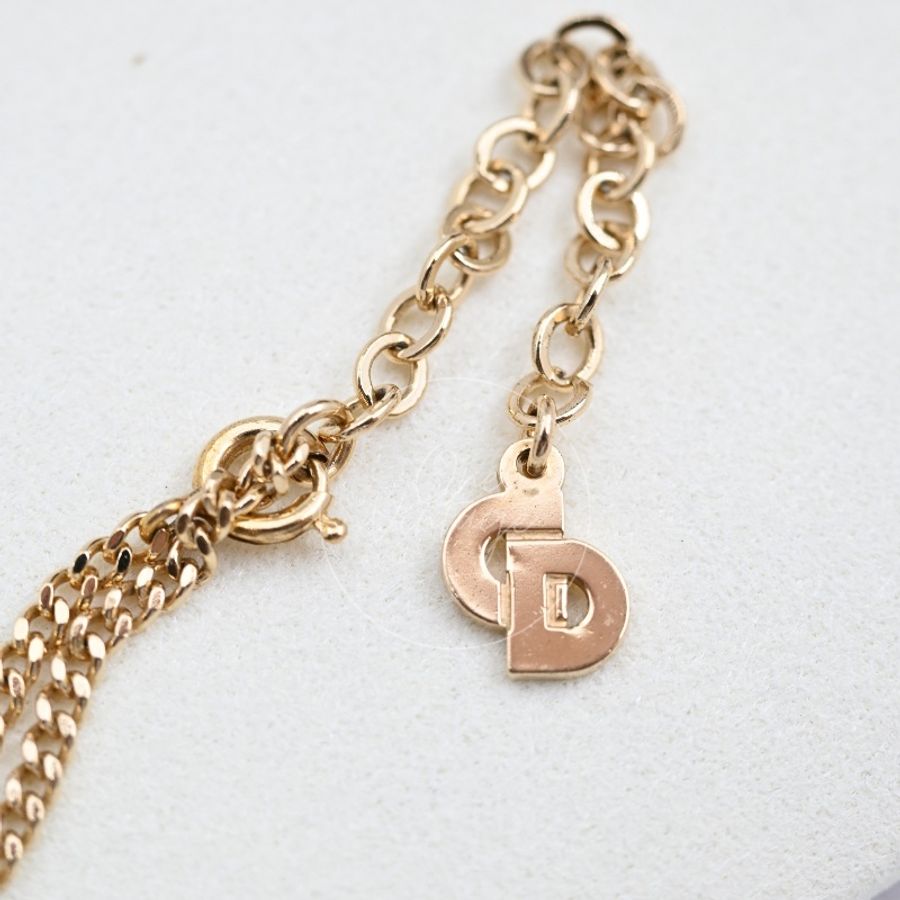 [Pre-owned] Dior Vintage 80s CD Logo Rhinestone Necklace-2