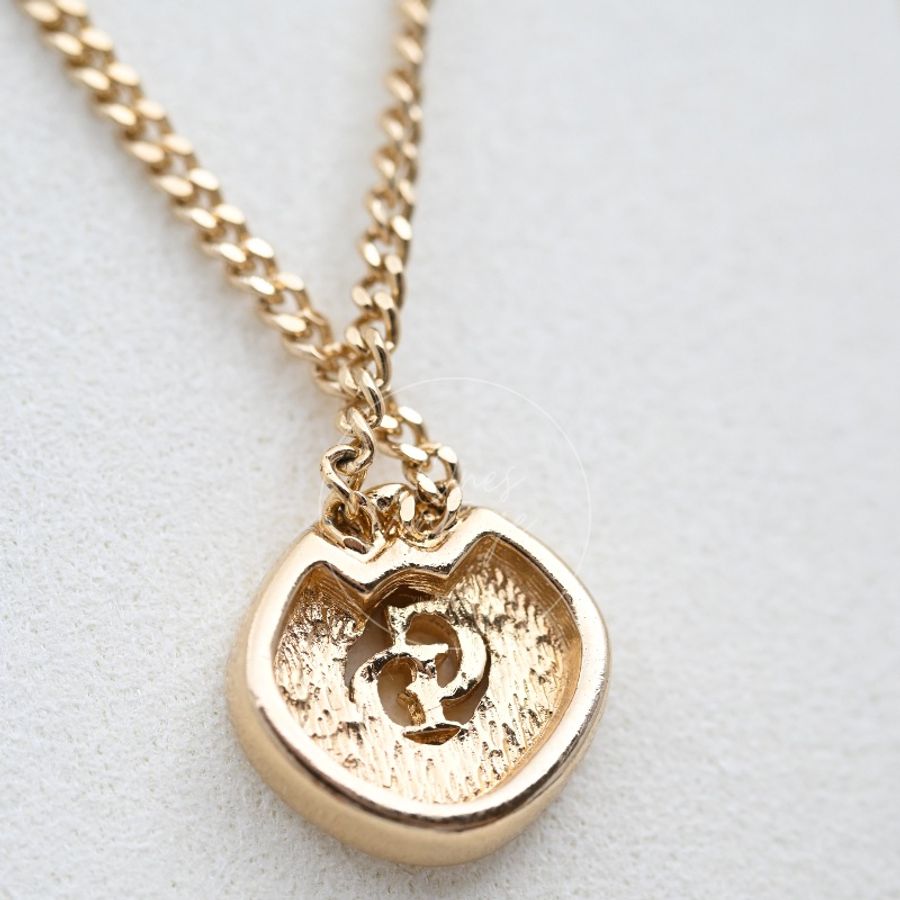 [Pre-owned] Dior Vintage 80s CD Logo Rhinestone Necklace-9