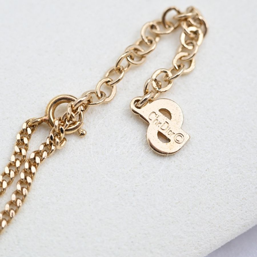 [Pre-owned] Dior Vintage 80s CD Logo Rhinestone Necklace-28