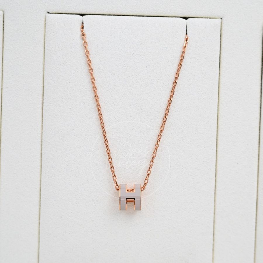 [Brand New] Hermes Rose Gold Mini Pop H Necklace-0