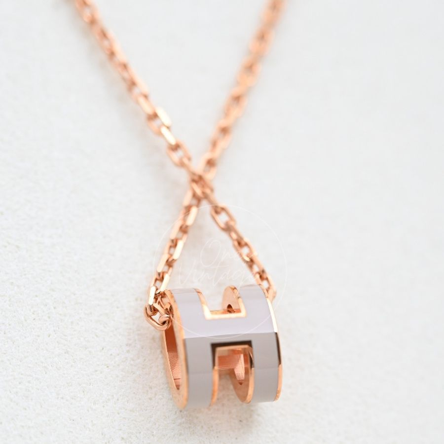 [Brand New] Hermes Rose Gold Mini Pop H Necklace-8