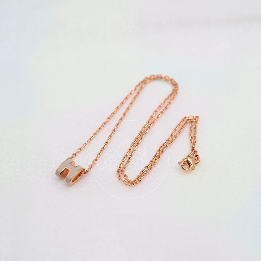 [Brand New] Hermes Rose Gold Mini Pop H Necklace-25