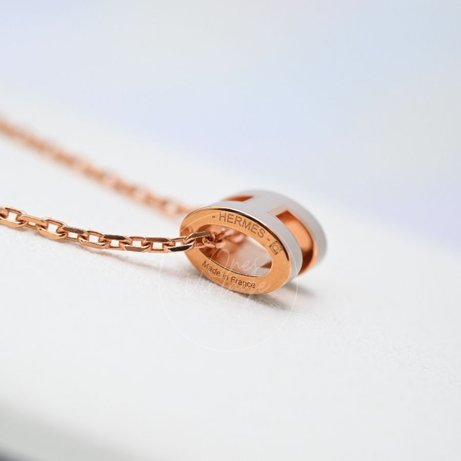 [Brand New] Hermes Rose Gold Mini Pop H Necklace-30