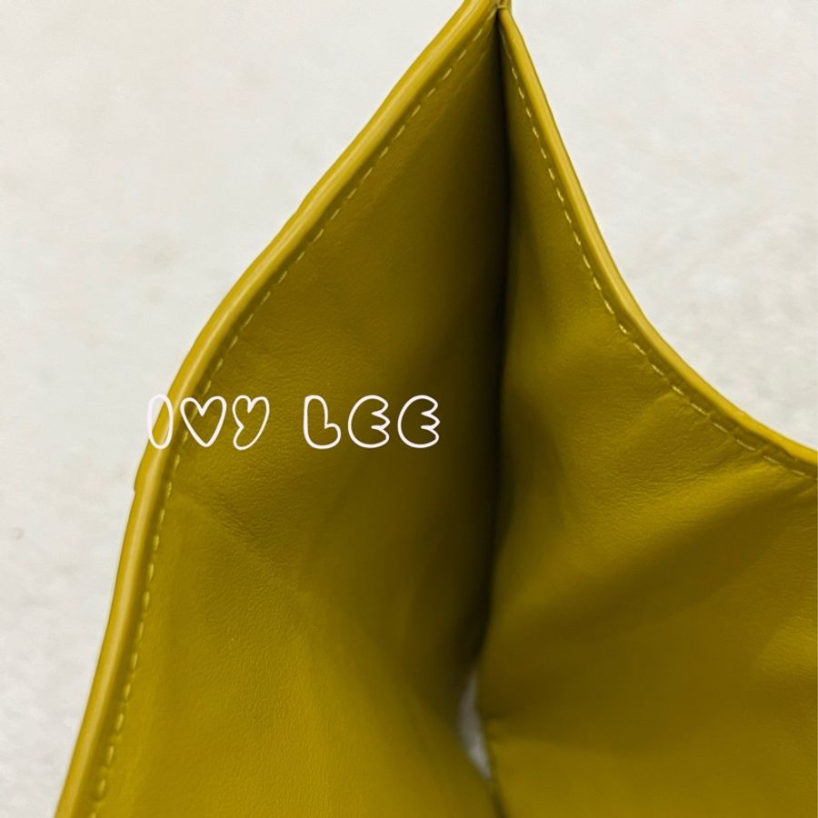 BOTTEGA VENETA 寶緹嘉  Cassette 寬編織 羊皮三折 短夾 芥末黃 黃色 二手精品-5