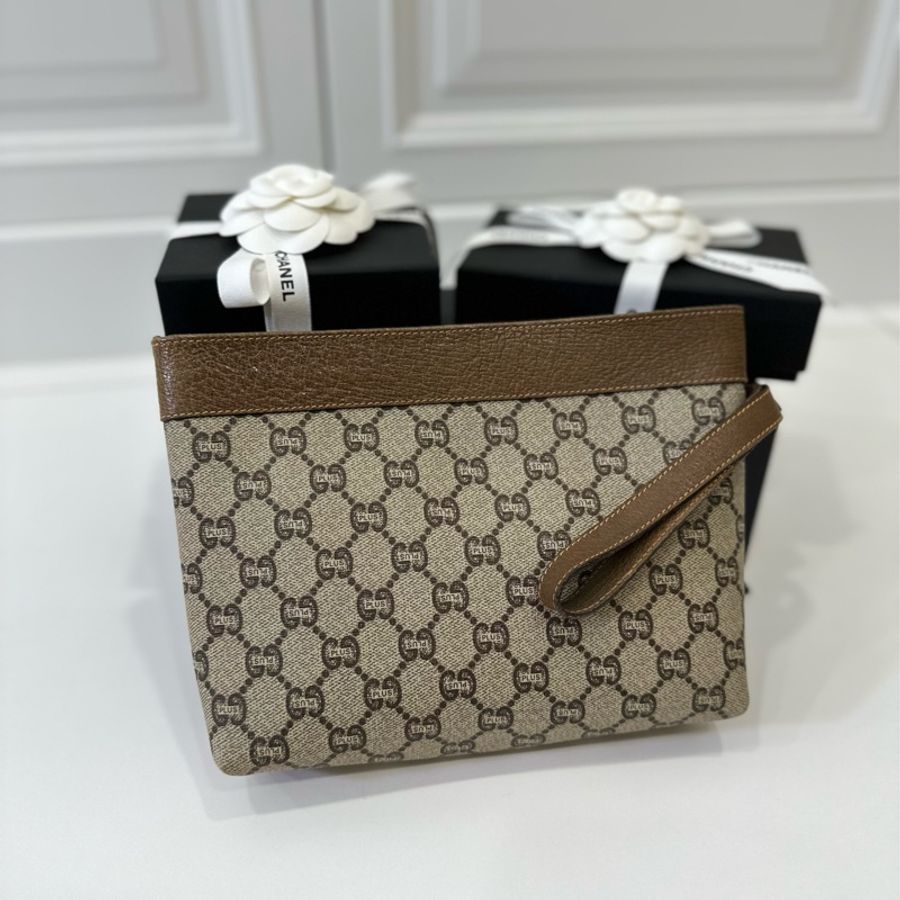GUCCI Vintage Plus GG Monogram PVC手拿包 收納包 化妝包 鞋背包 手挽包 肩背包 皮包-11