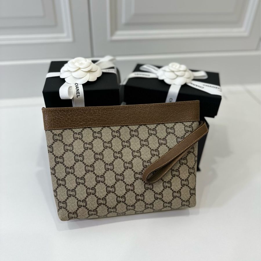 GUCCI Vintage Plus GG Monogram PVC手拿包 收納包 化妝包 鞋背包 手挽包 肩背包 皮包-12
