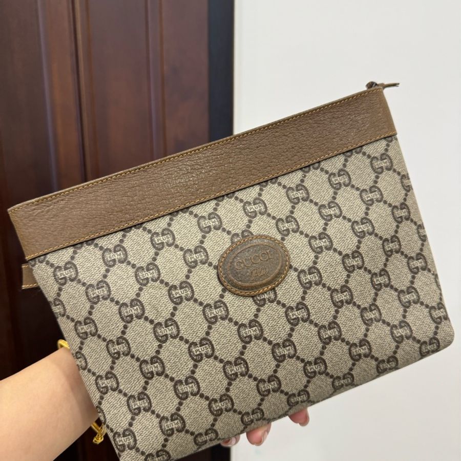 GUCCI Vintage Plus GG Monogram PVC手拿包 收納包 化妝包 鞋背包 手挽包 肩背包 皮包-15
