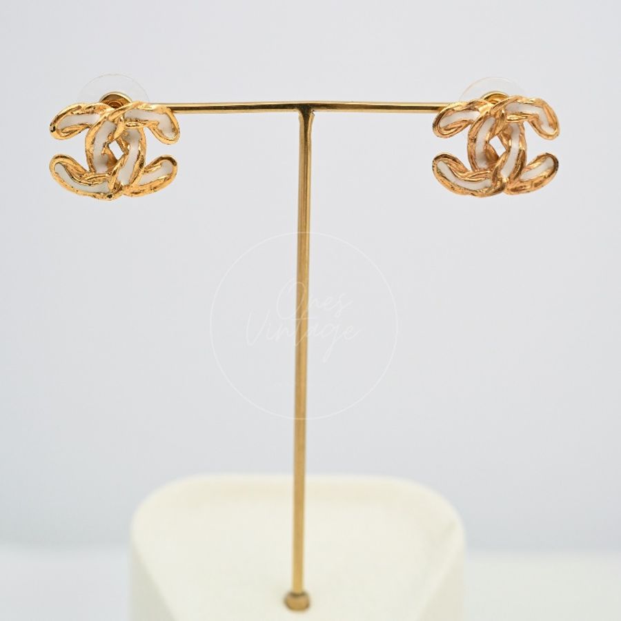 [Pre-owned] Chanel CC Logo Earrings Gold-6