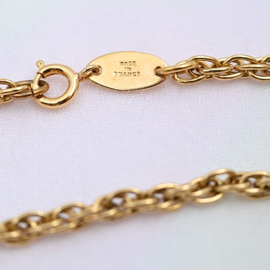[Pre-owned] Chanel Heart CC Pendant Gold Necklace-11