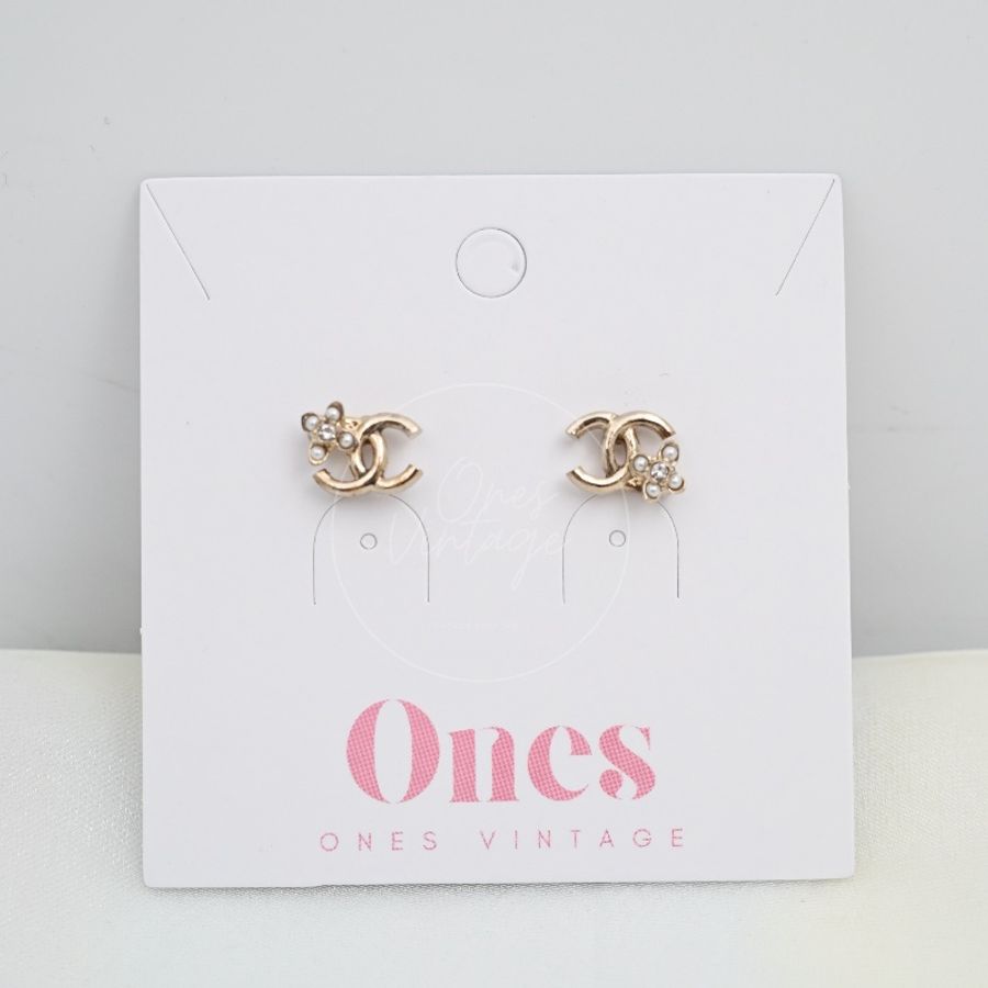 [Brand New] Chanel CC Pearl Lucky Clover Gold Earrings-5