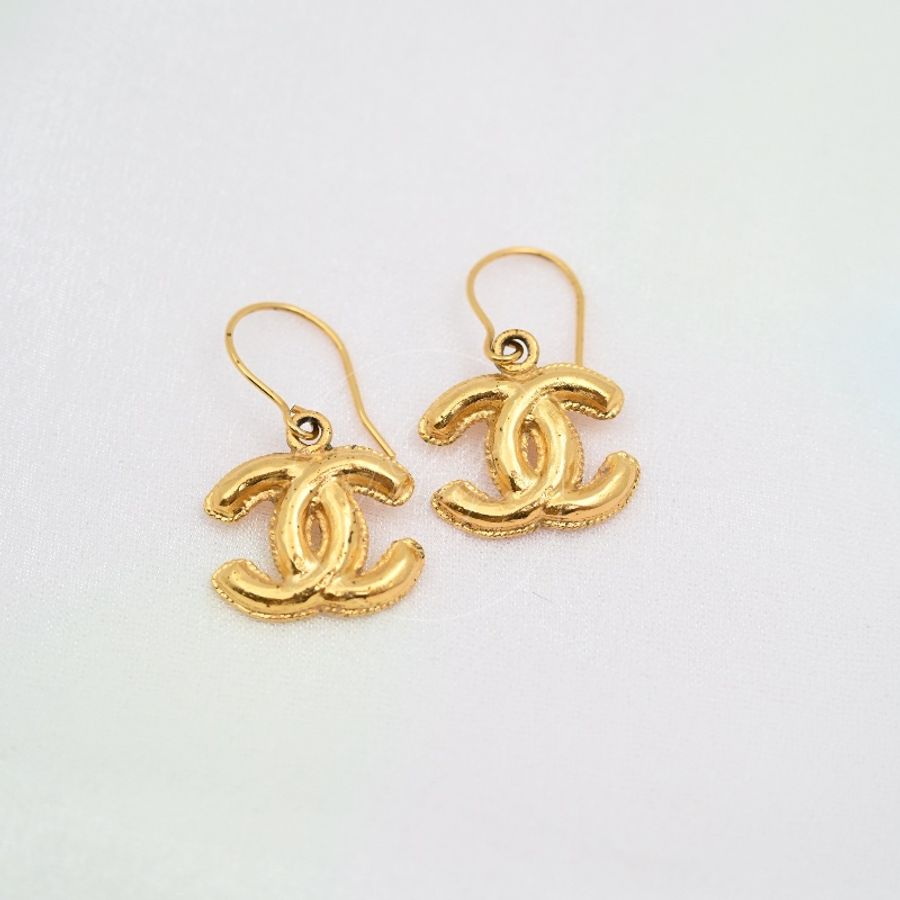 [Pre-owned] Chanel Vintage Gold Drop Earrings-0