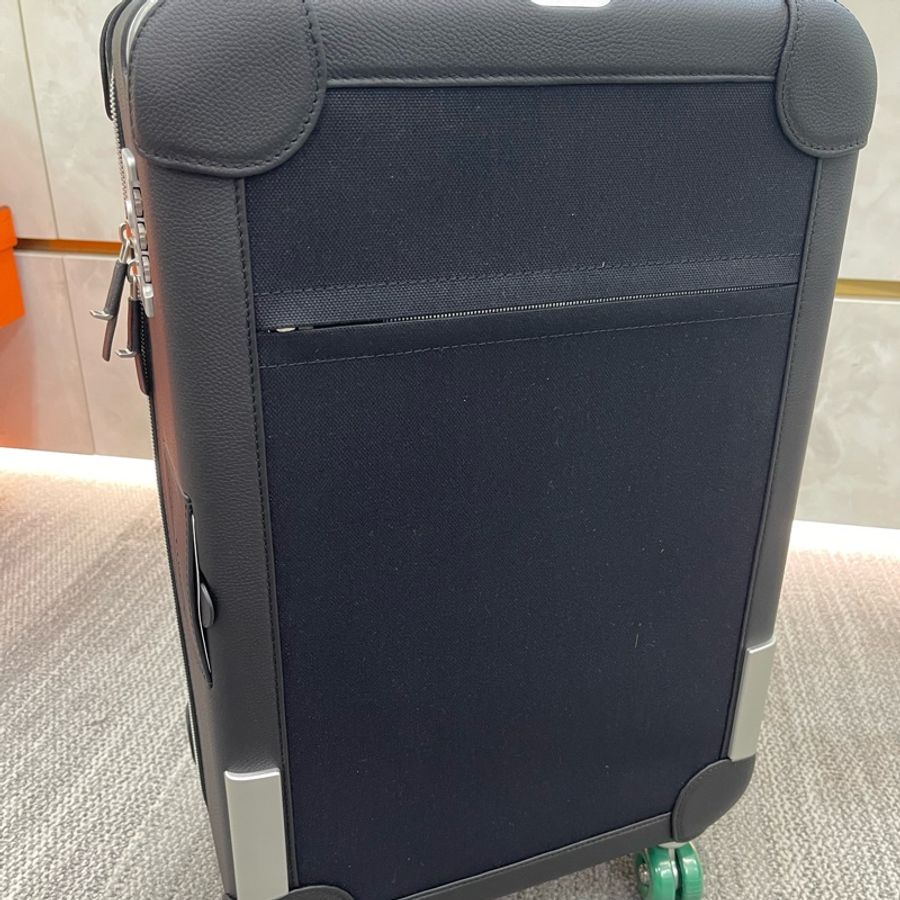 Hermes 愛馬士 suitcase 行李箱 黑色布+皮-3