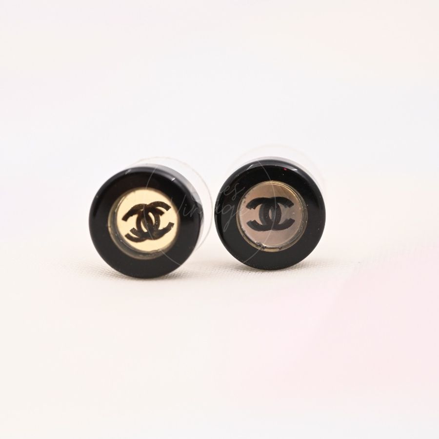 [Pre-owned] Chanel CC Mark Logo Mirror Circle Round Earrings-0