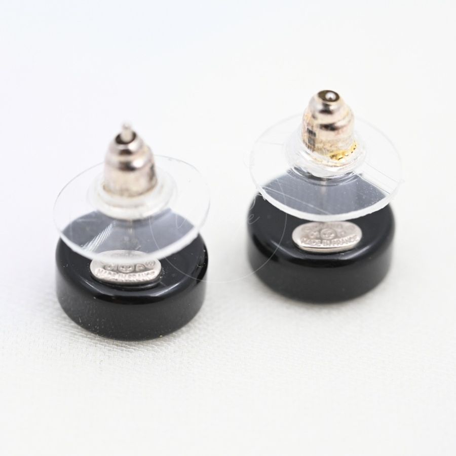 [Pre-owned] Chanel CC Mark Logo Mirror Circle Round Earrings-18