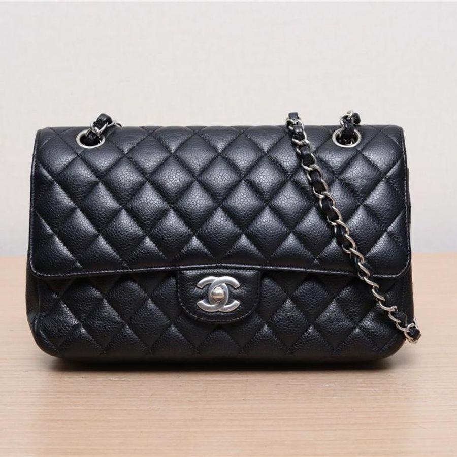 CHANEL(香奈兒) CF 口蓋包 中號 25.5cm 黑色 金扣 25開-0