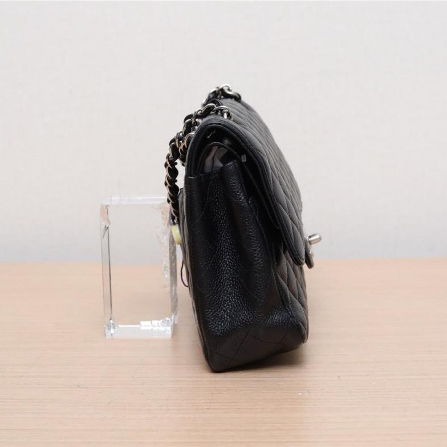 CHANEL(香奈兒) CF 口蓋包 中號 25.5cm 黑色 金扣 25開-1