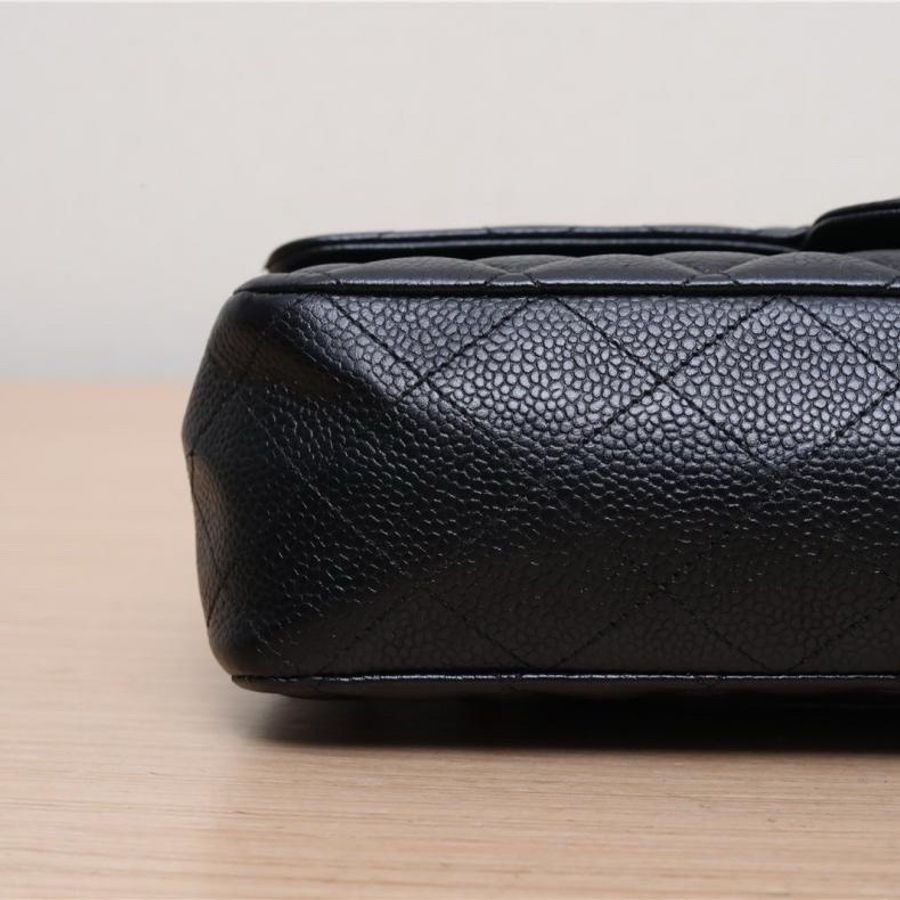CHANEL(香奈兒) CF 口蓋包 中號 25.5cm 黑色 金扣 25開-3