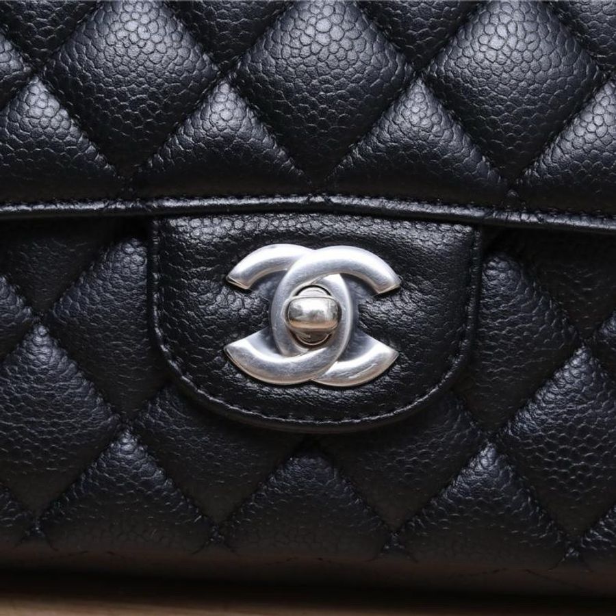 CHANEL(香奈兒) CF 口蓋包 中號 25.5cm 黑色 金扣 25開-5