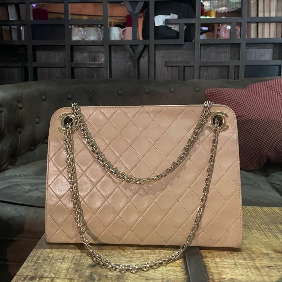 香奈兒Chanel Vintage奶茶色鏈條包-9