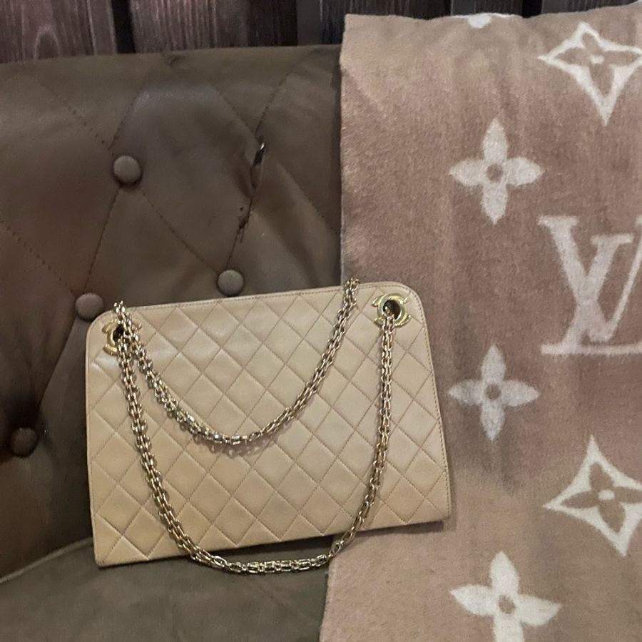 香奈兒Chanel Vintage奶茶色鏈條包-10