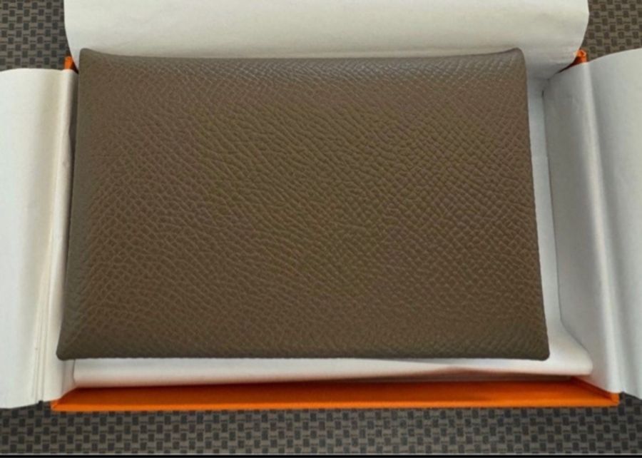 Hermès 大平賣 Calvi 單層• 卡包 Etoupe 大象灰 PHW 全新正單-0
