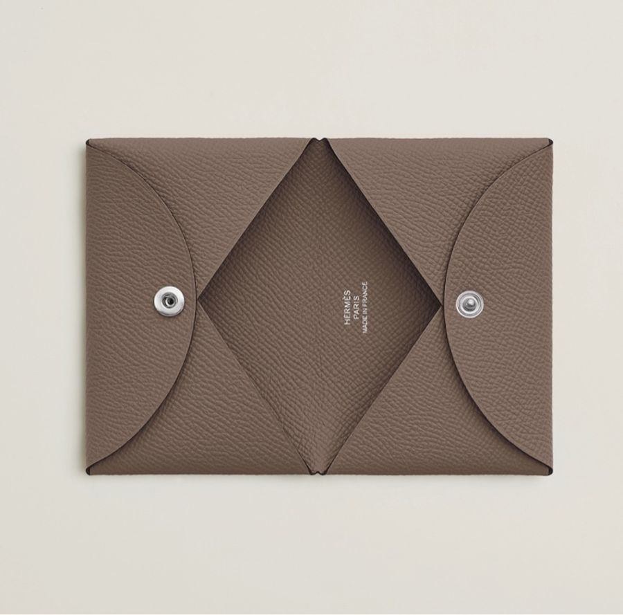Hermès 大平賣 Calvi 單層• 卡包 Etoupe 大象灰 PHW 全新正單-4