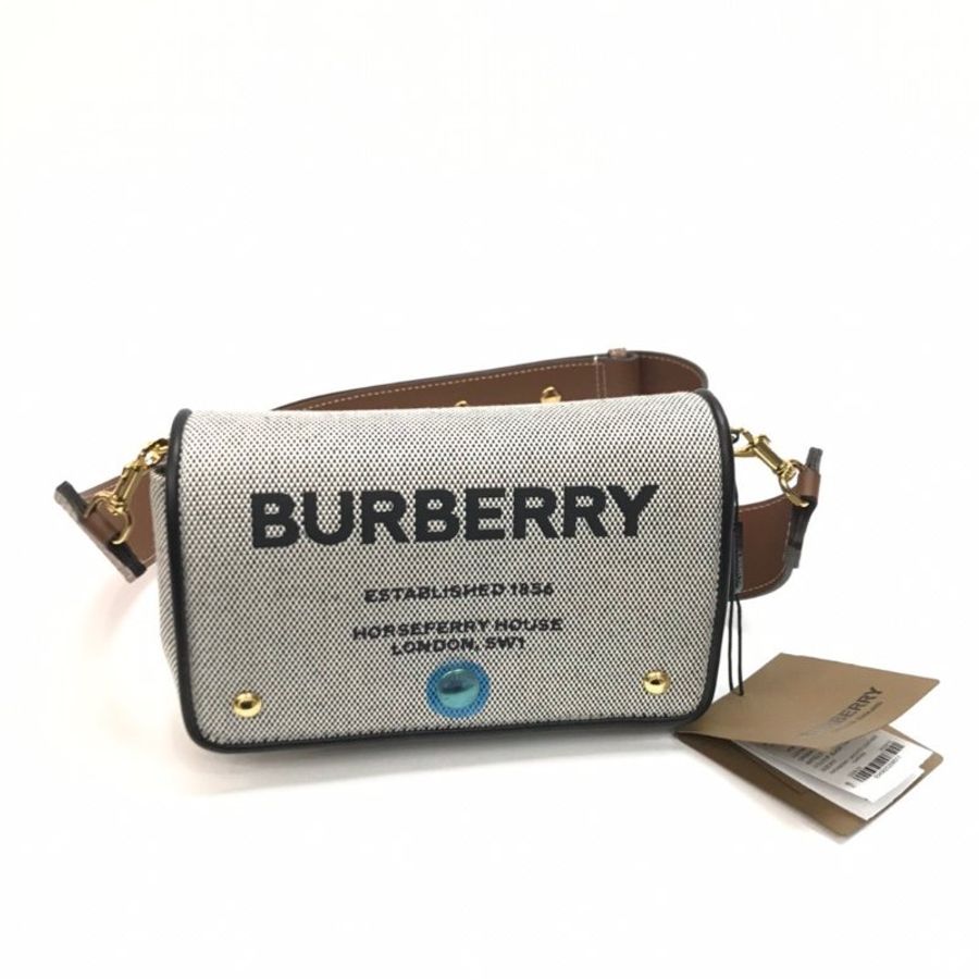 Burberry 80398691 Horseferry 印花帆布及皮革迷你斜背包 黑色/棕褐色【促銷品】-7