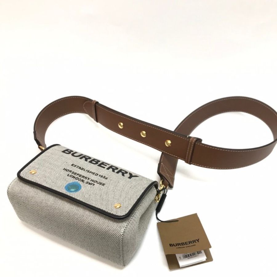 Burberry 80398691 Horseferry 印花帆布及皮革迷你斜背包 黑色/棕褐色【促銷品】-9
