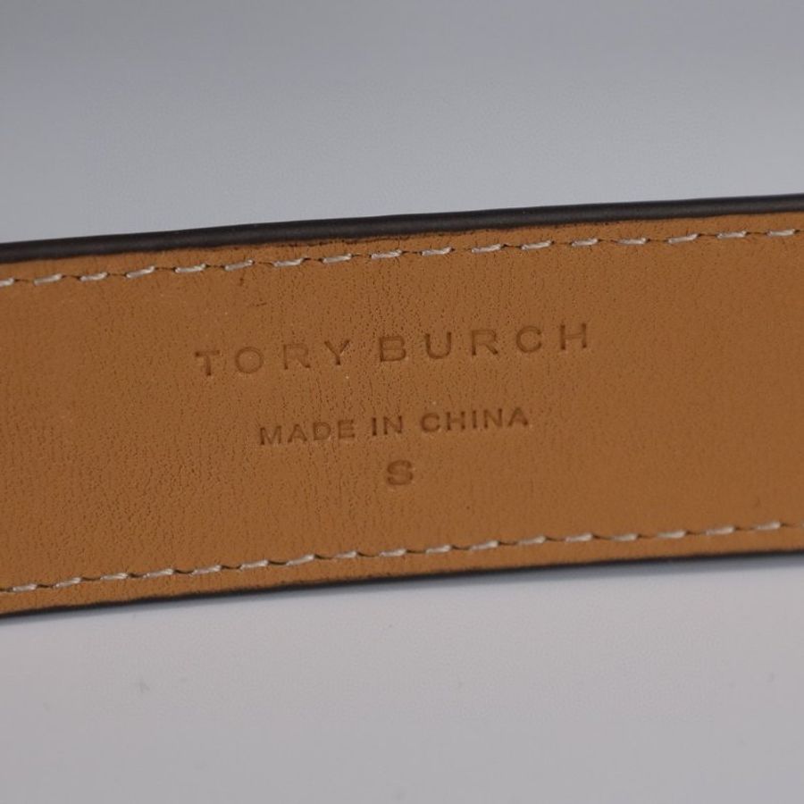 "限時降價"-Tory Burch Miller 2.5公分寬雙面皮革腰帶 白色/棕色 時尚百搭 S/M-1
