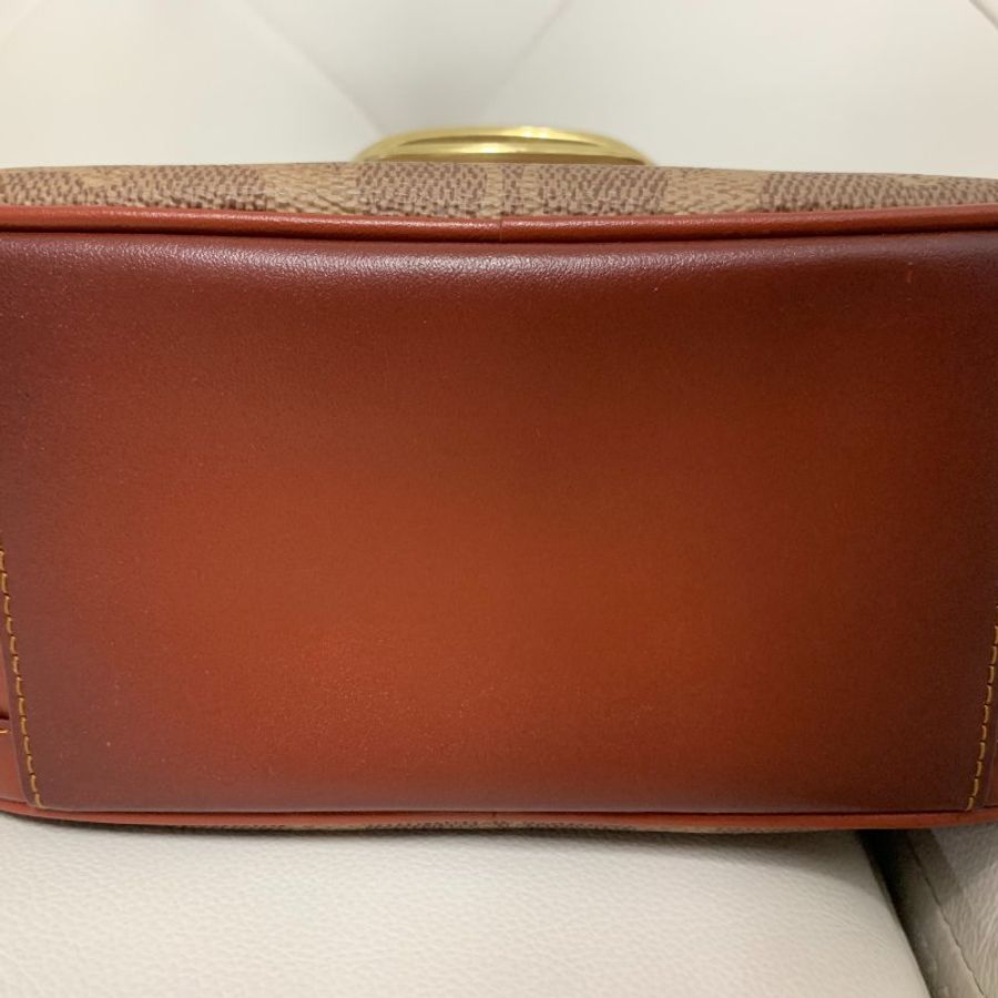 專櫃款 COACH 703 RILEY LUNCHBOX 經典塗層帆布馬鞍色協肩包 午餐包 側背包-7
